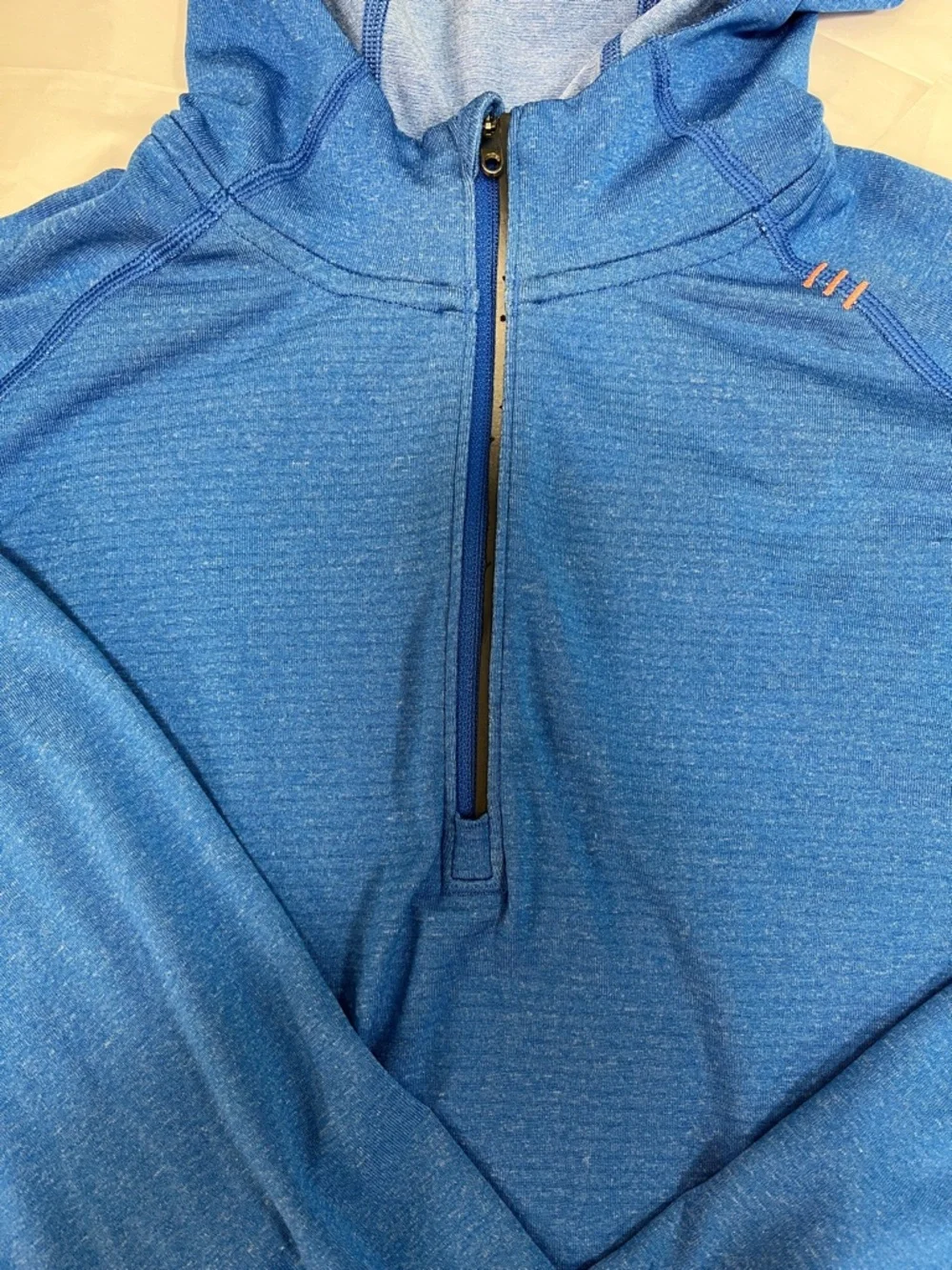 lululemon athletica Heathered Blue 1/4 Zip Hoodie men’s L performance pullover - Picture 2 of 12